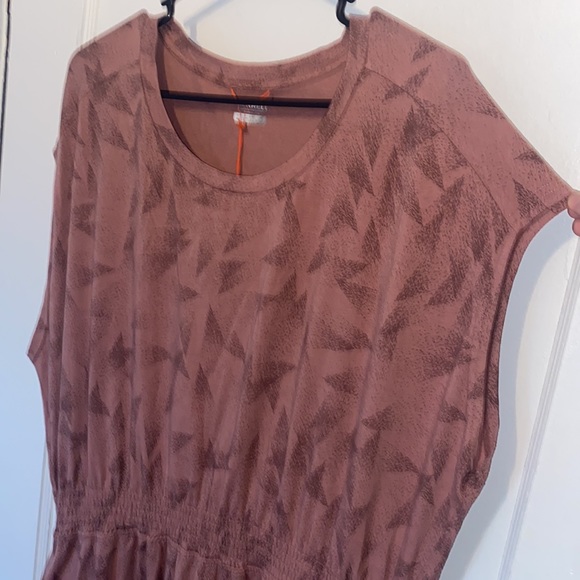 Merrell Knit casual midi dress Burlwood Prism print with pockets - Picture 3 of 10